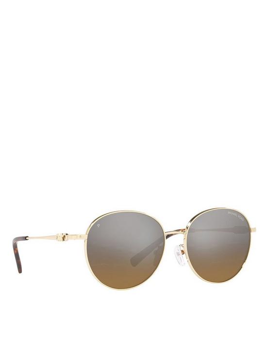front image of michael-kors-round-metal-sunglass-gold