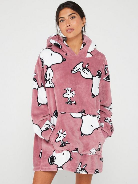 front image of v-by-very-ladies-snoopy-hooded-blanket--pink