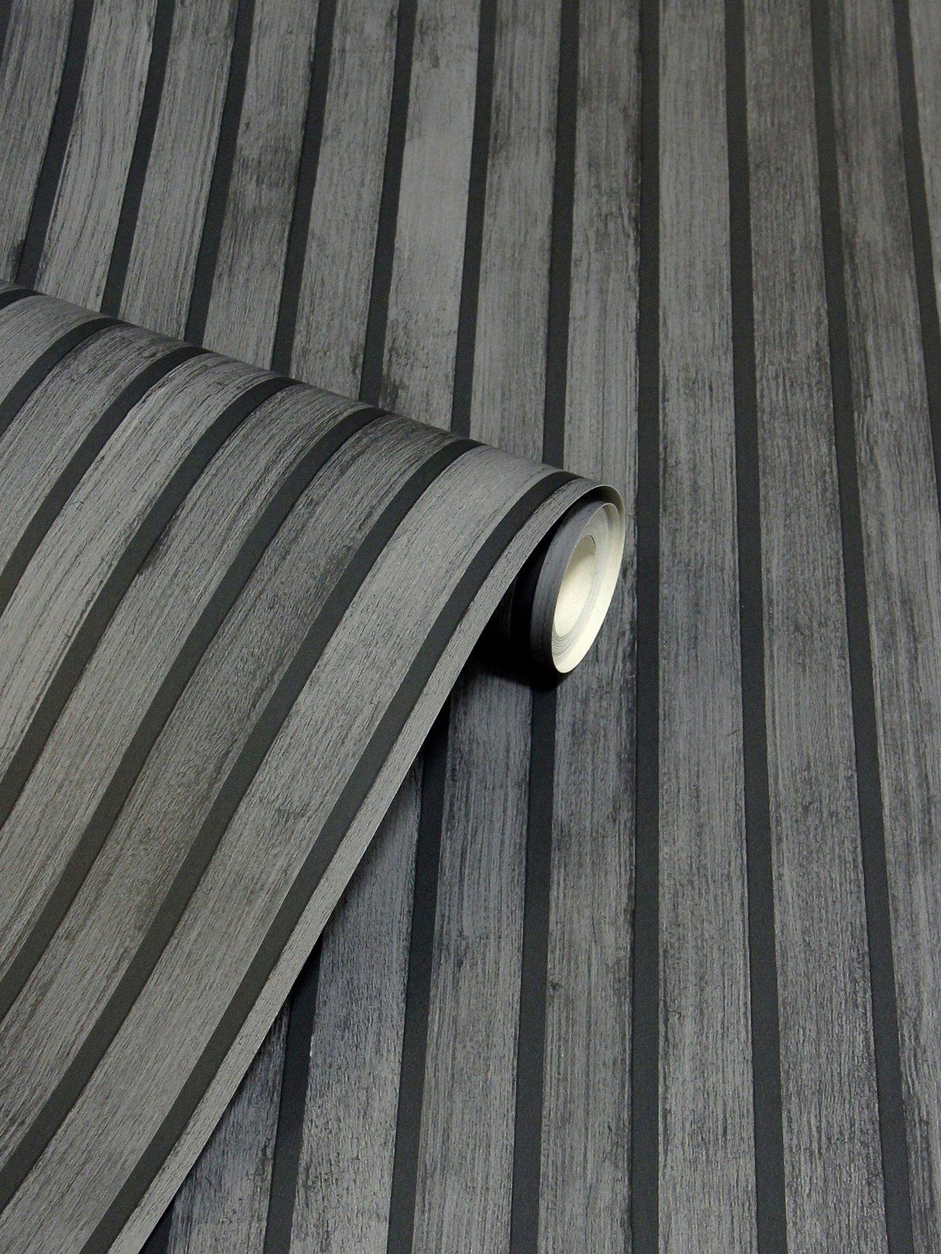 Image 3 of 6 of ARTHOUSE &nbsp;Wood Slats Wallpaper &ndash; Charcoal Grey