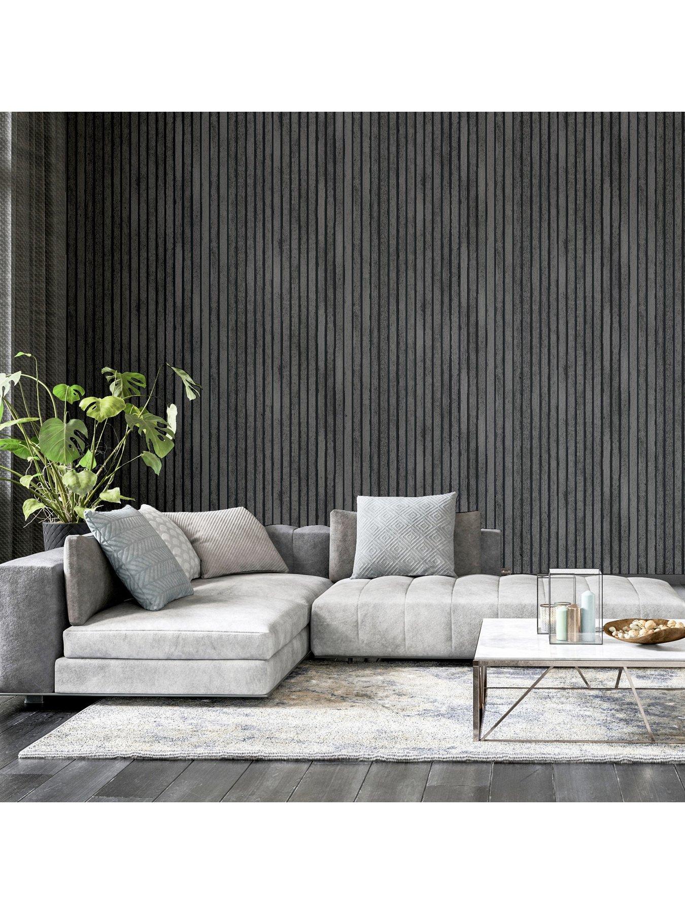 Image 6 of 6 of ARTHOUSE &nbsp;Wood Slats Wallpaper &ndash; Charcoal Grey
