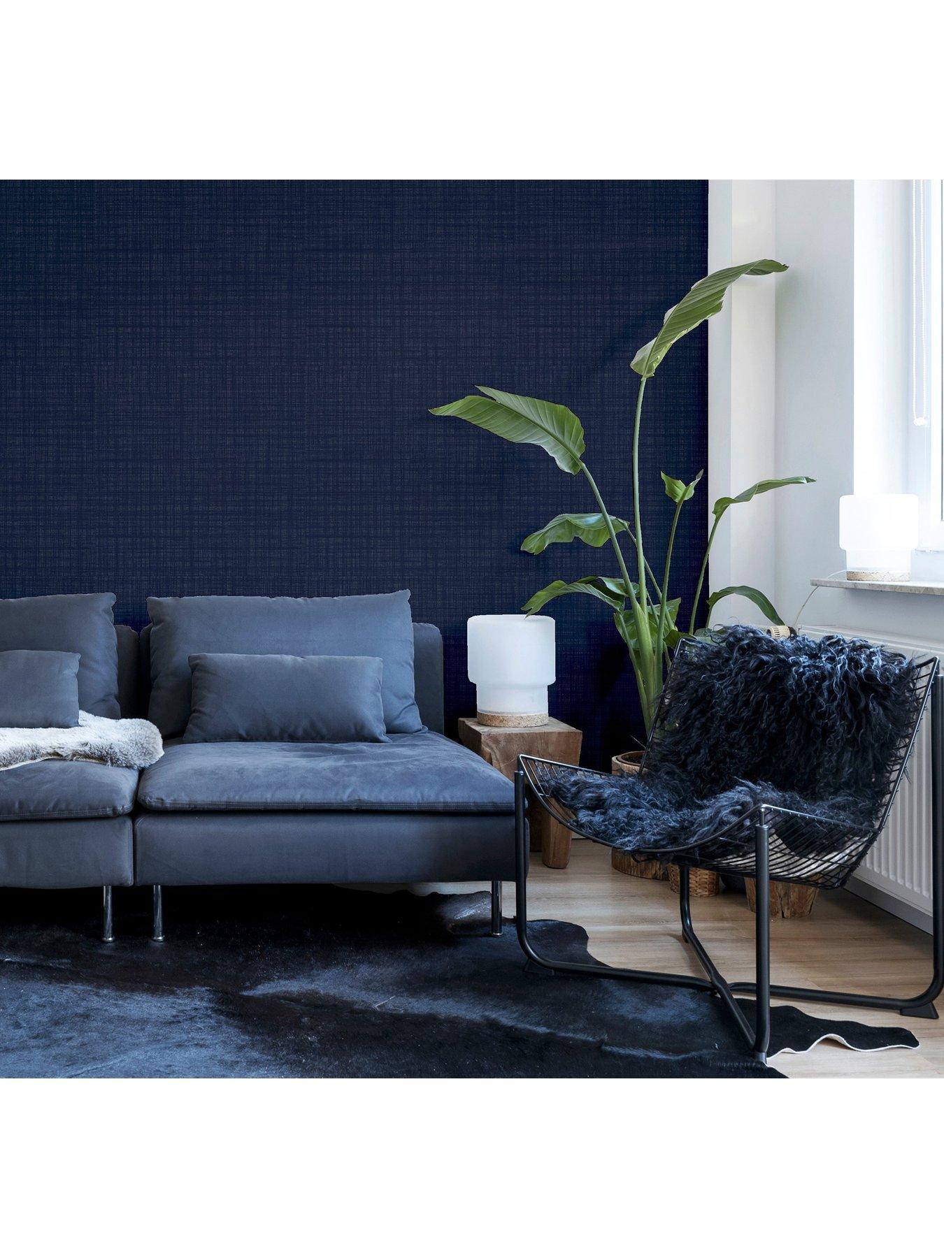  image of arthouse-weave-texture-navy-wallpaper