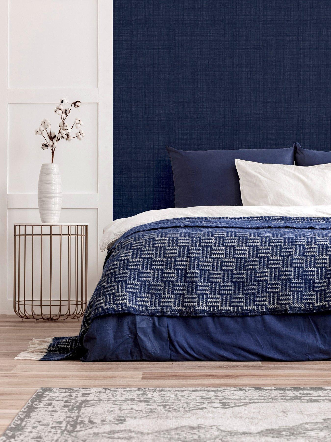  image of arthouse-weave-texture-navy-wallpaper