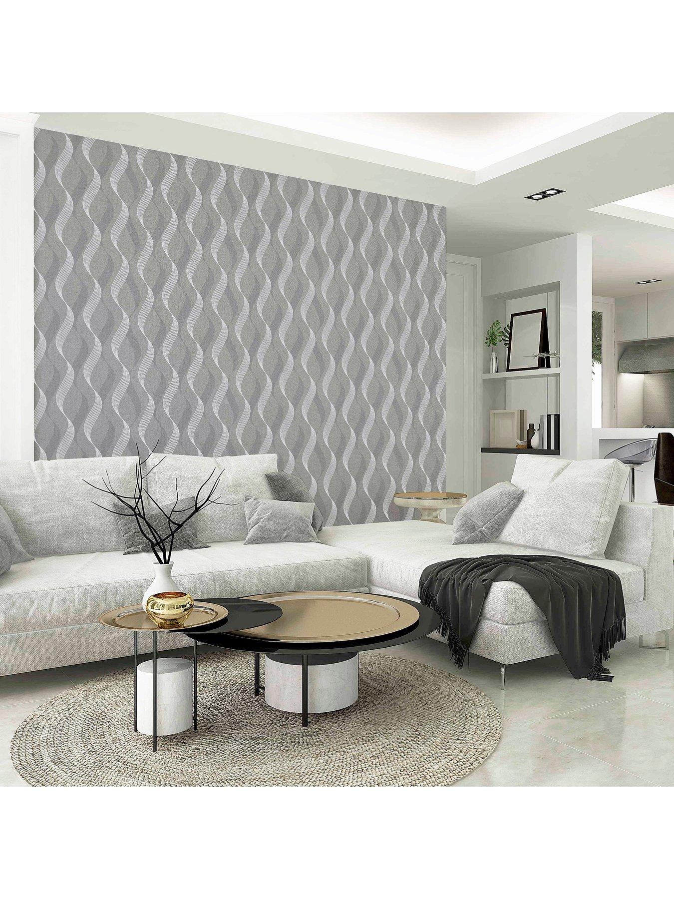 ARTHOUSE Luxe Ribbon Charcoal/Silver Wallpaper