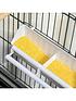  image of pawhut-large-bird-cage-budgie-cage-for-finch-canaries-parakeet-with-rolling-stand-slide-out-tray-storage-shelf-food-containers-dark-grey