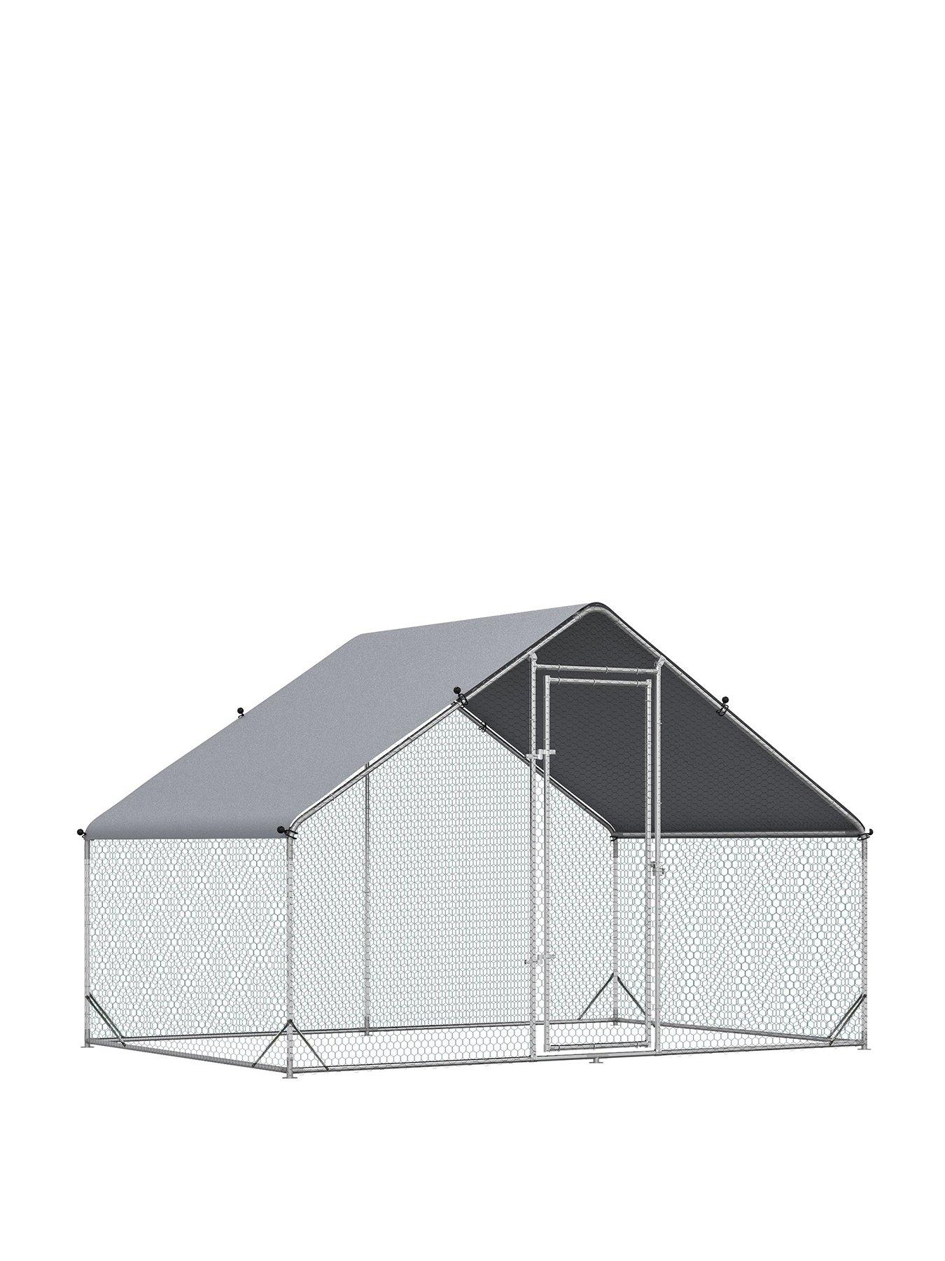 pawhut-walk-in-chicken-run-galvanized-chicken-coop-hen-poultry-house-cage-rabbit-hutch-pet-playpen-backyard-with-water-resist-cover-3-x-2-x-2m