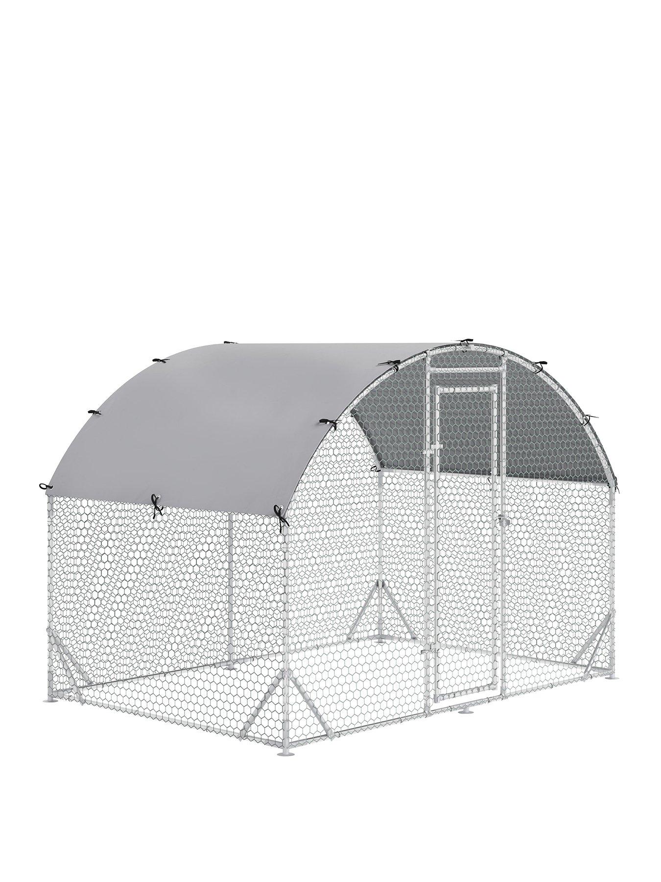 undefined Walk In Chicken Run Galvanized Chicken Coop Hen Poultry House Cage Rabbit Hutch Pet Playpen Backyard with Water-Resist Cover, 2.8 x 1.9 x 2m