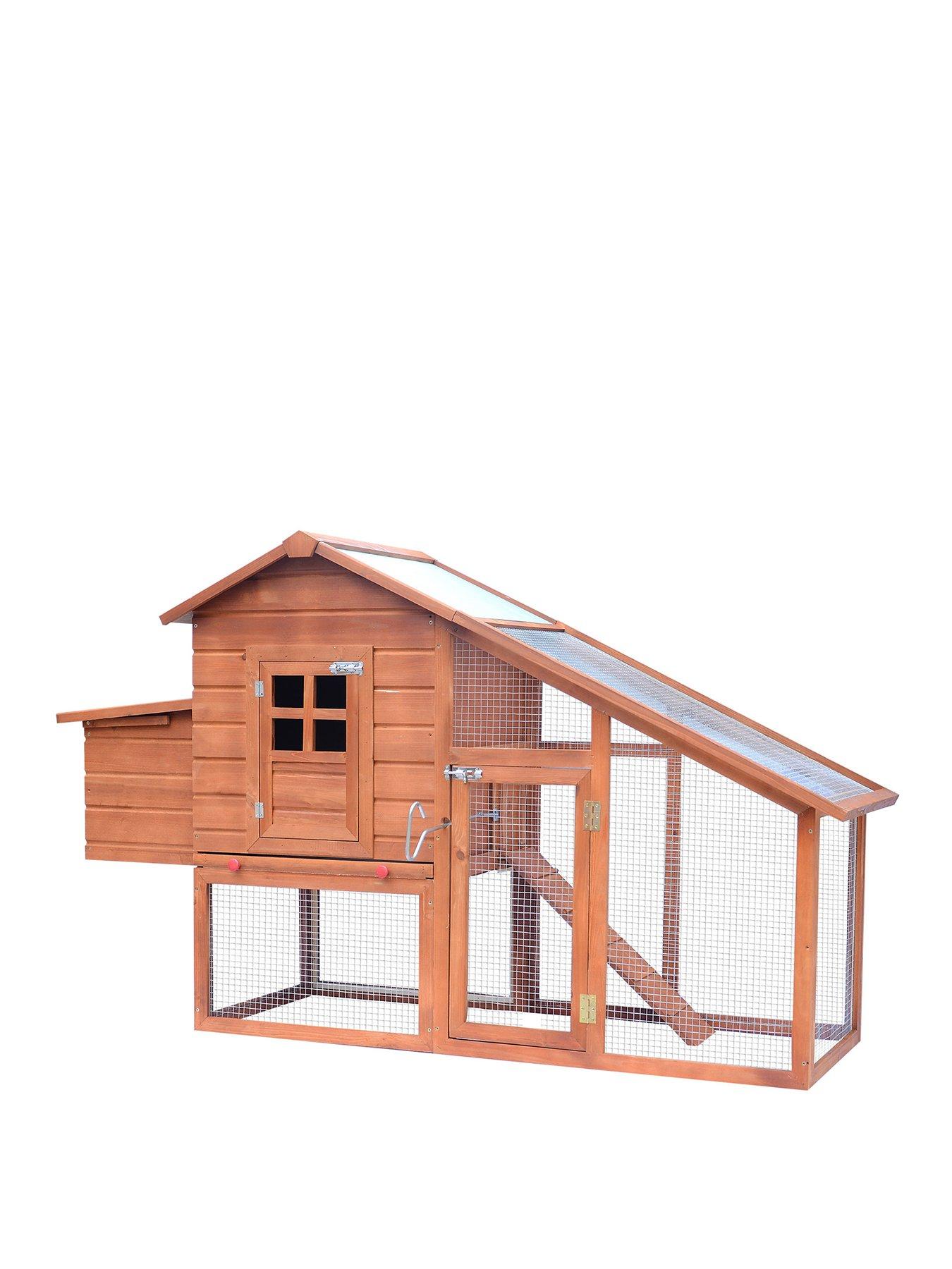 PawHut Wooden Chicken Coop Chicken Nesting Box House, Size (190 x 66 x 116cm)