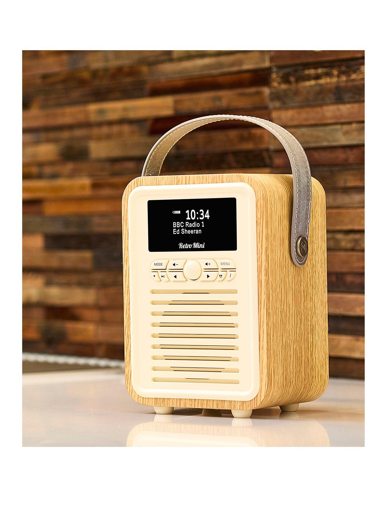 VQ Retro Mini Portable DAB Radio with Bluetooth Oak
