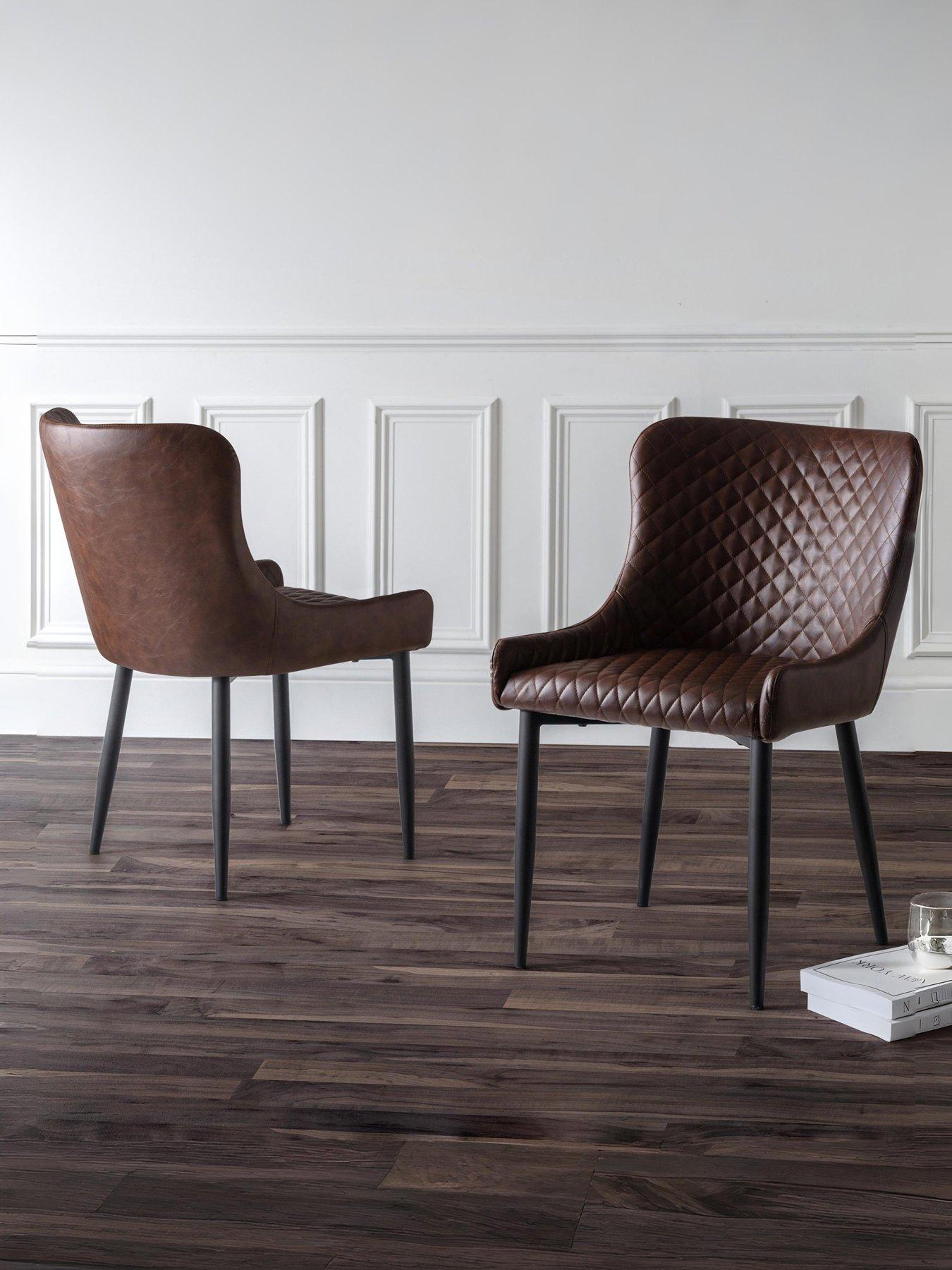 undefined Luxe Set Of 2 Faux Leather Dining Chairs