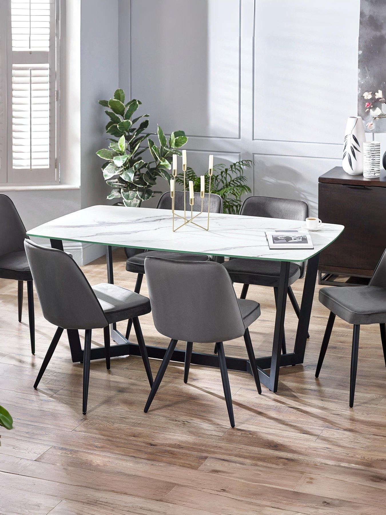 Julian Bowen Olympus 160 cm Glass Top Dining Table (Excludes Dining Chairs)