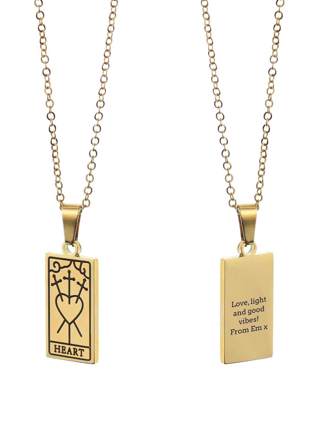 undefined Personalised Heart Tarot Card Necklace