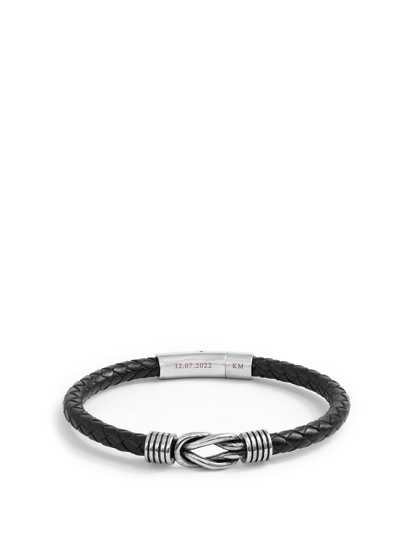 undefined Personalised Mens Infinity Knot Leather Bracelet