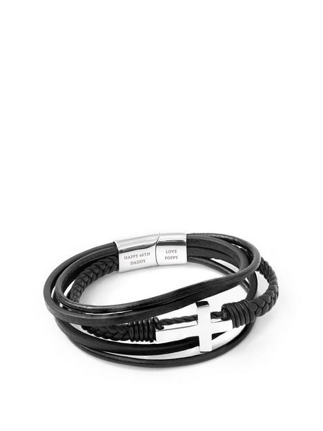 treat-republic-personalised-mens-cross-leather-stacked-bracelet