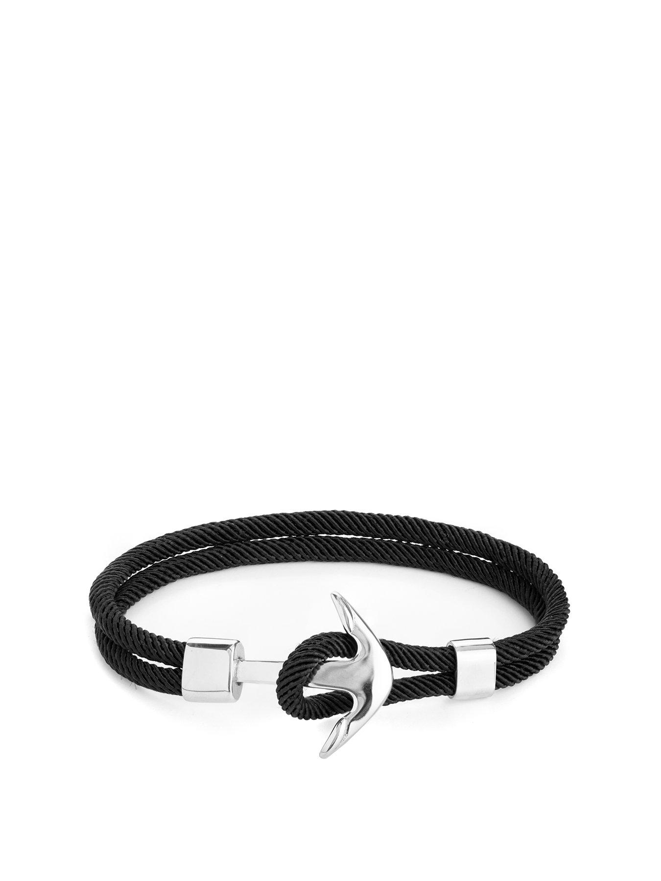 Treat Republic Personalised Men's Nautical Black Rope Anchor Bracelet