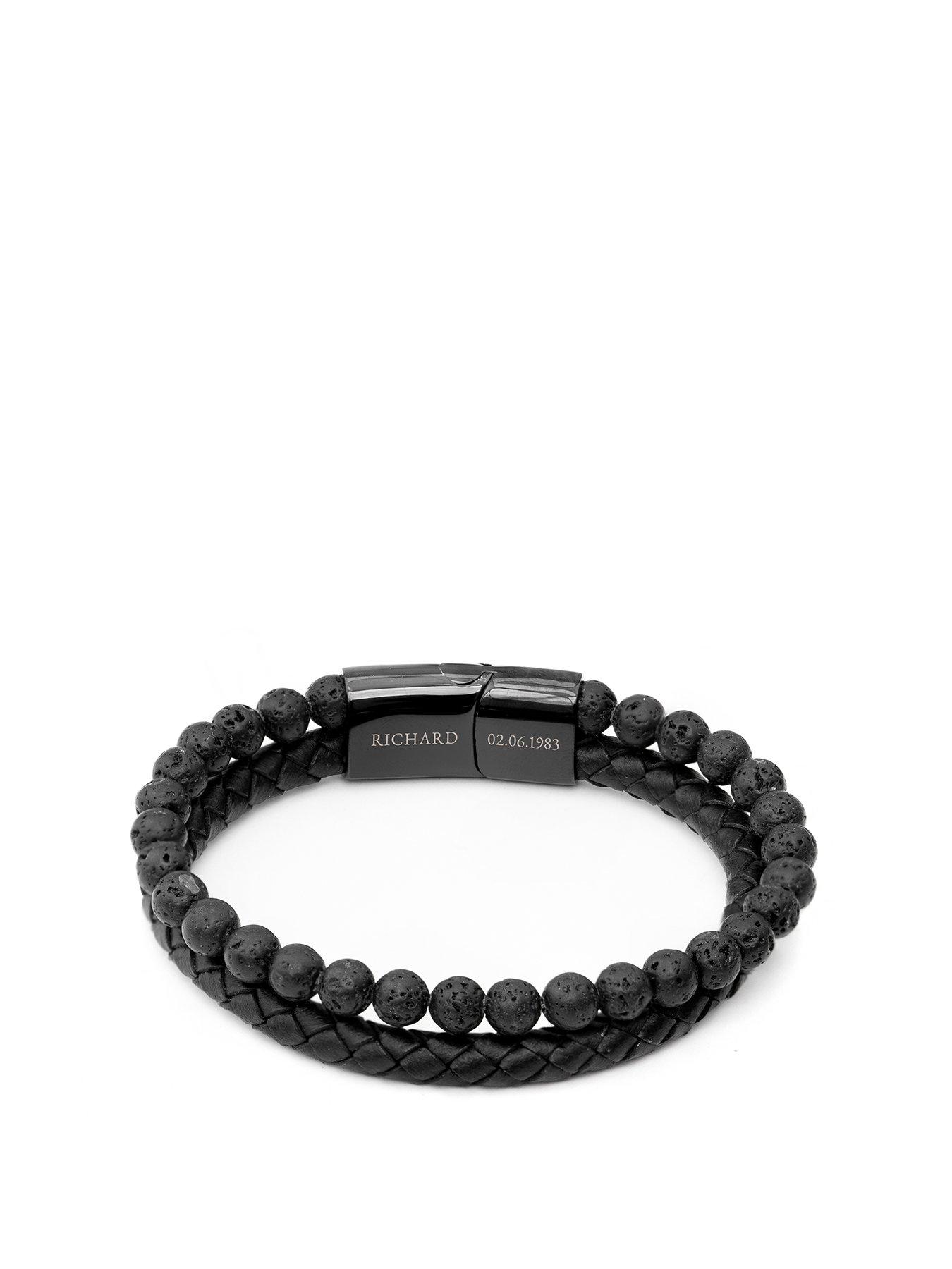 undefined Personalised Men's Woven Duo Black Bracelet