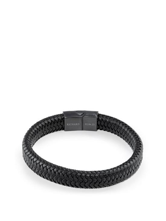 front image of treat-republic-personalised-mens-leather-braided-bracelet