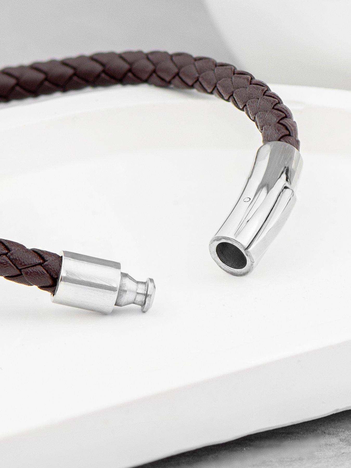  image of treat-republic-personalised-mens-leather-beaded-bracelet