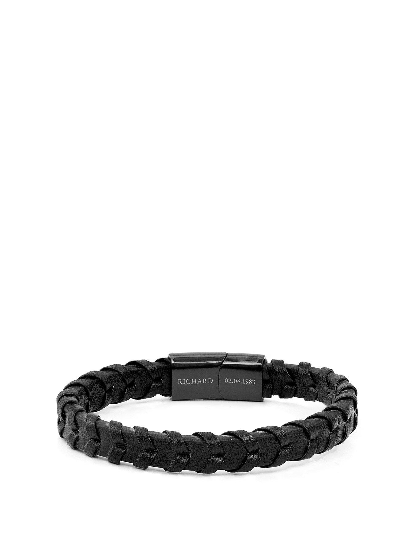 undefined Personalised Men's Leather Chevron Bracelet