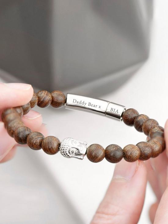 stillFront image of treat-republic-personalised-mens-wooden-buddha-bracelet