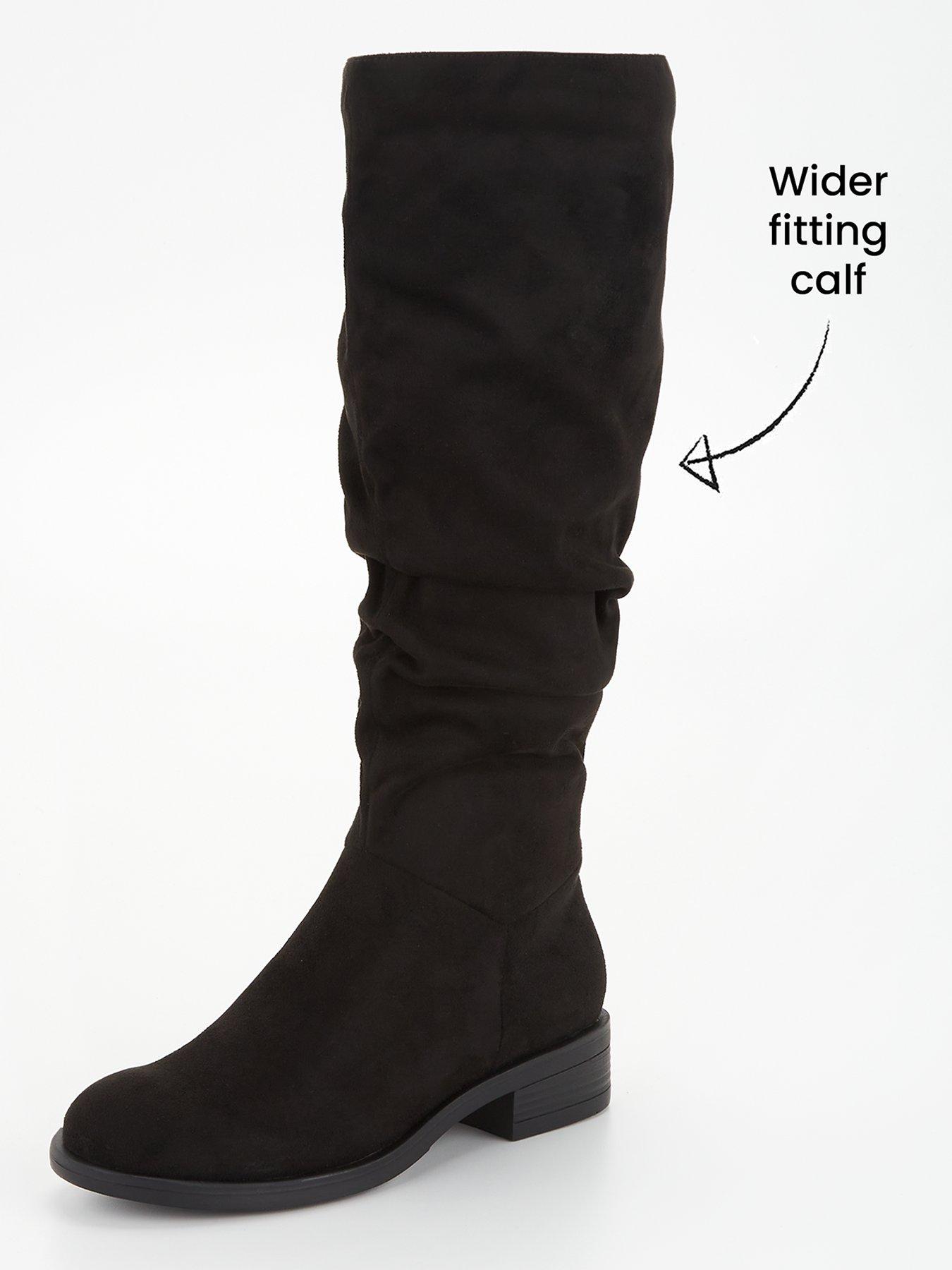 Image 2 of 6 of V by Very Comfort Slouch Knee Boot with Wider Fitting Calf - Black