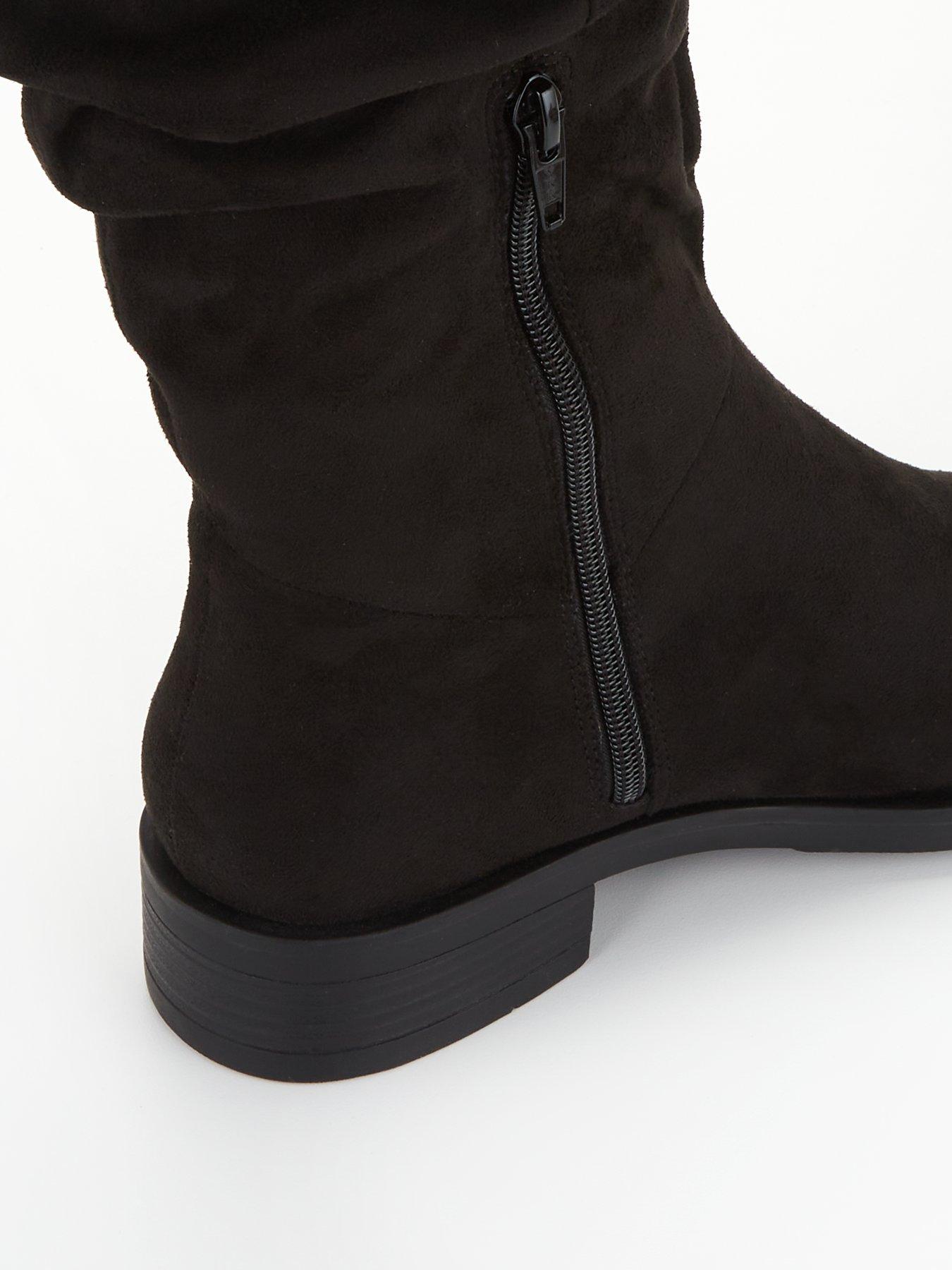  image of everyday-comfort-slouch-knee-boot-with-wider-fitting-calf-black