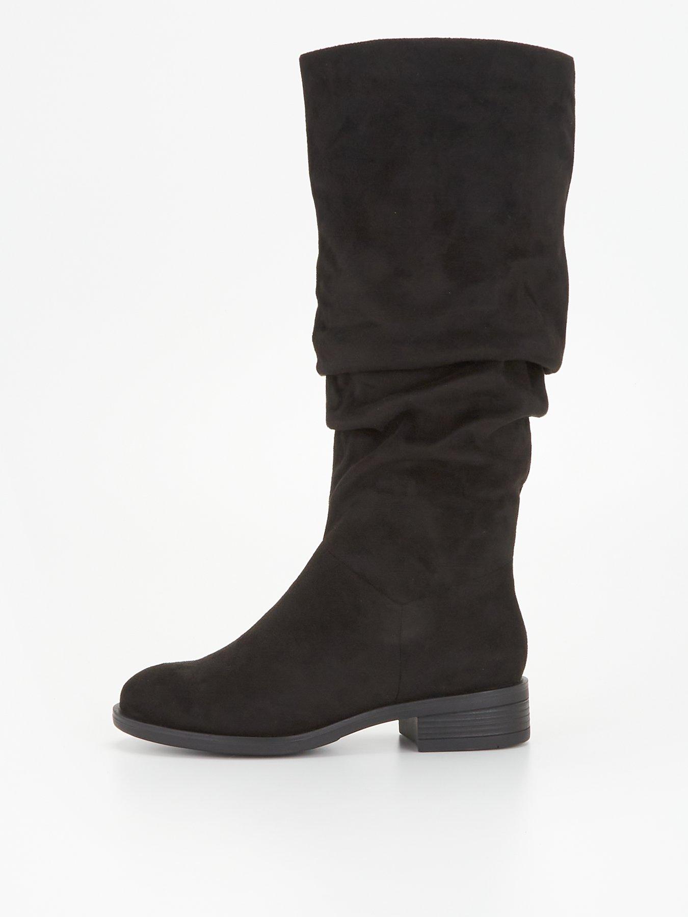 V by Very Wide Fit Comfort Slouch Knee Boot With Wider Fitting Calf - Black