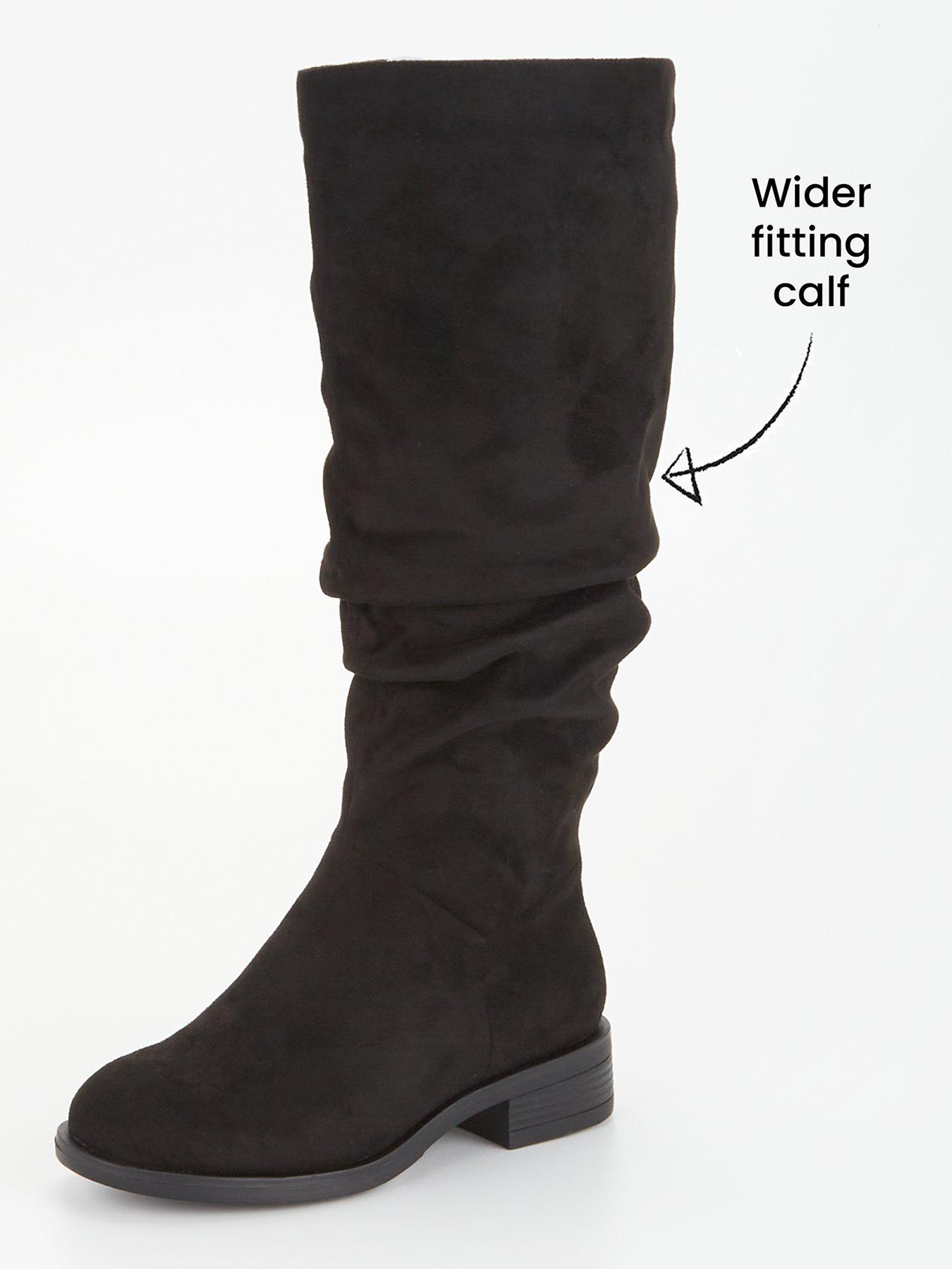 Image 2 of 6 of V by Very Wide Fit Comfort Slouch Knee Boot With Wider Fitting Calf - Black