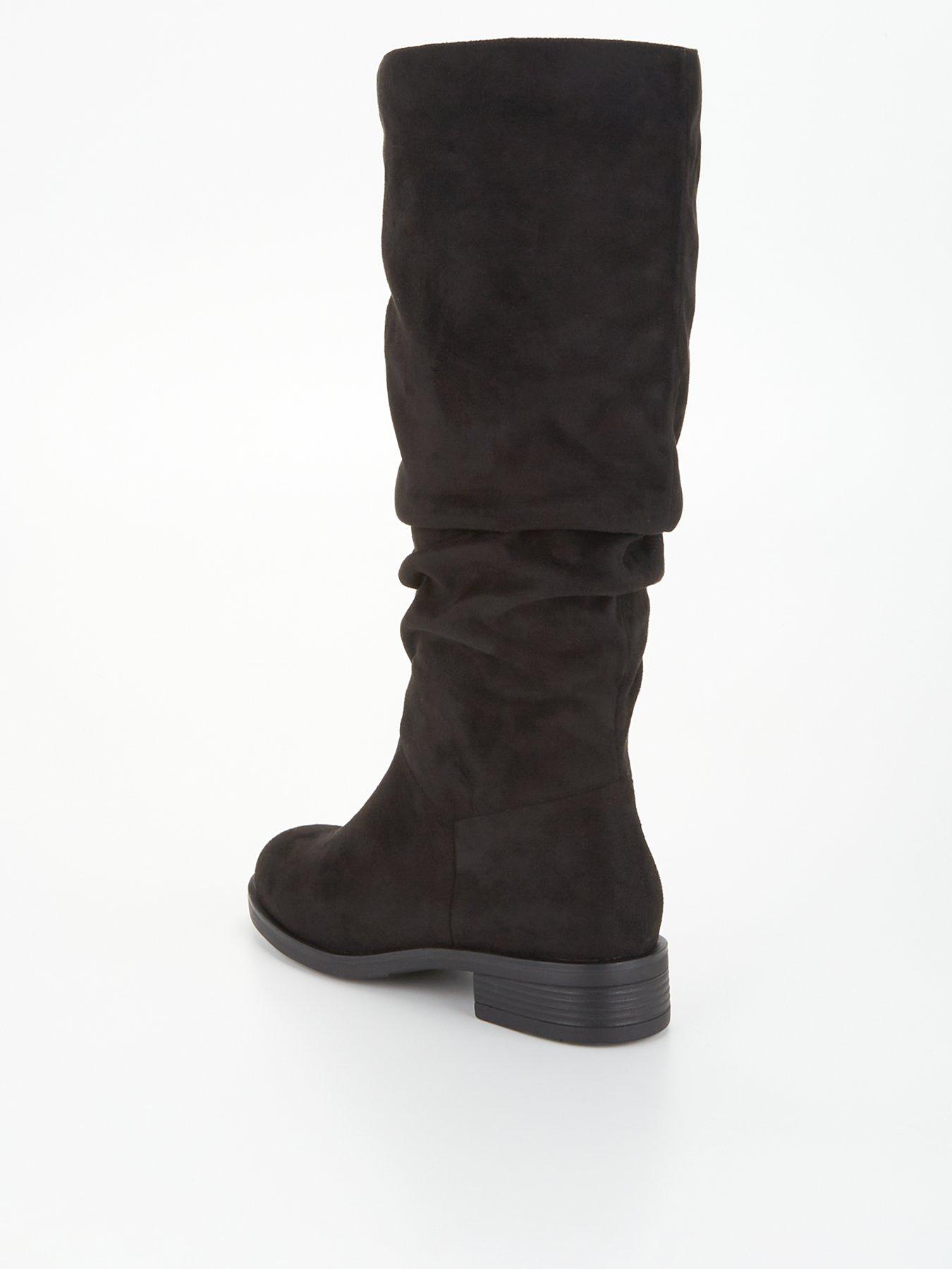 Suede over the knee deals boots flat wide calf