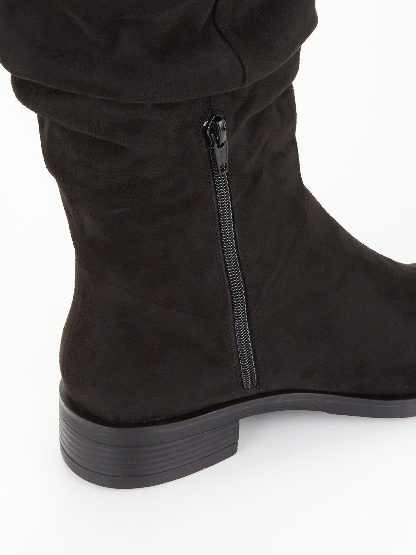 Image 6 of 6 of V by Very Wide Fit Comfort Slouch Knee Boot With Wider Fitting Calf - Black