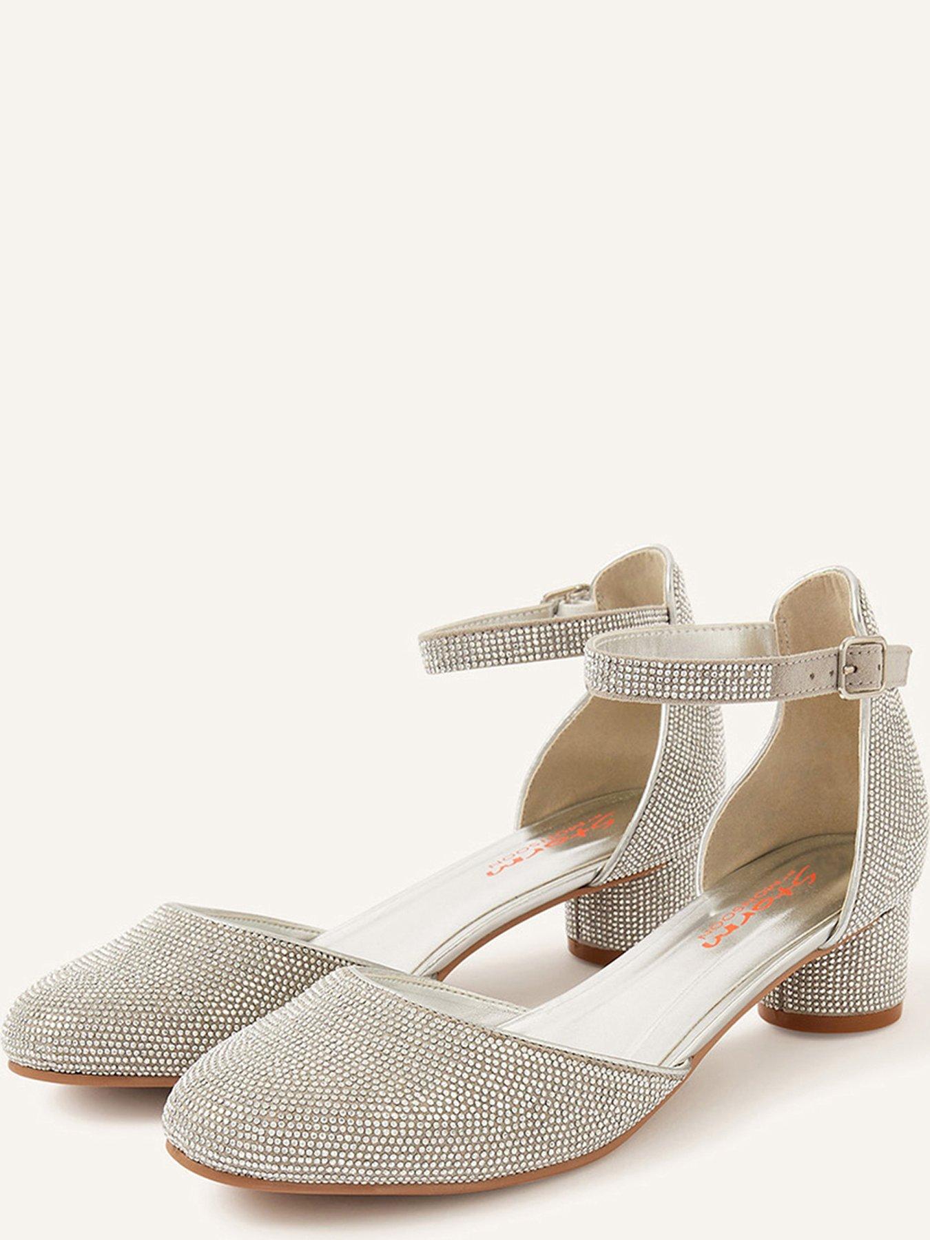 Silver low block heel on sale shoes