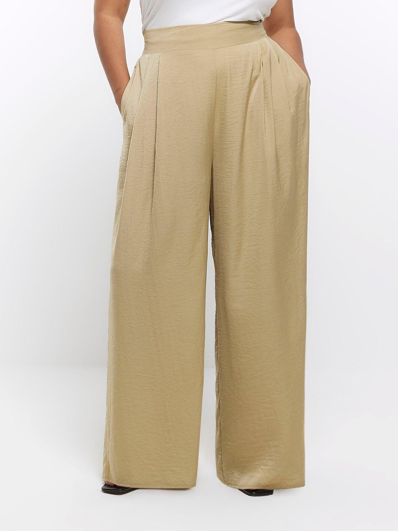 Plus Palazzo Wide Leg Trouser - Light Khaki