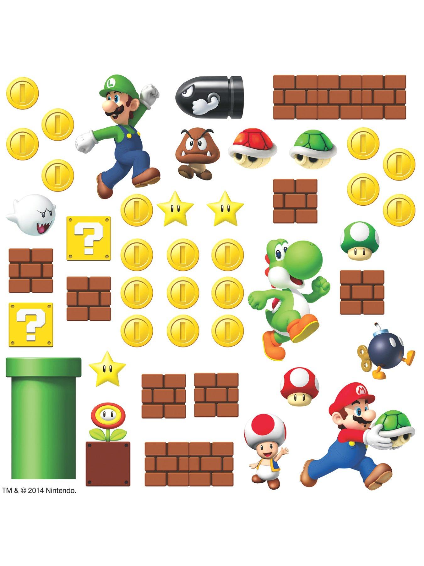 Fine Decor Super Mario Build-A-Scene Peel and Stick Wall Decal Set ...