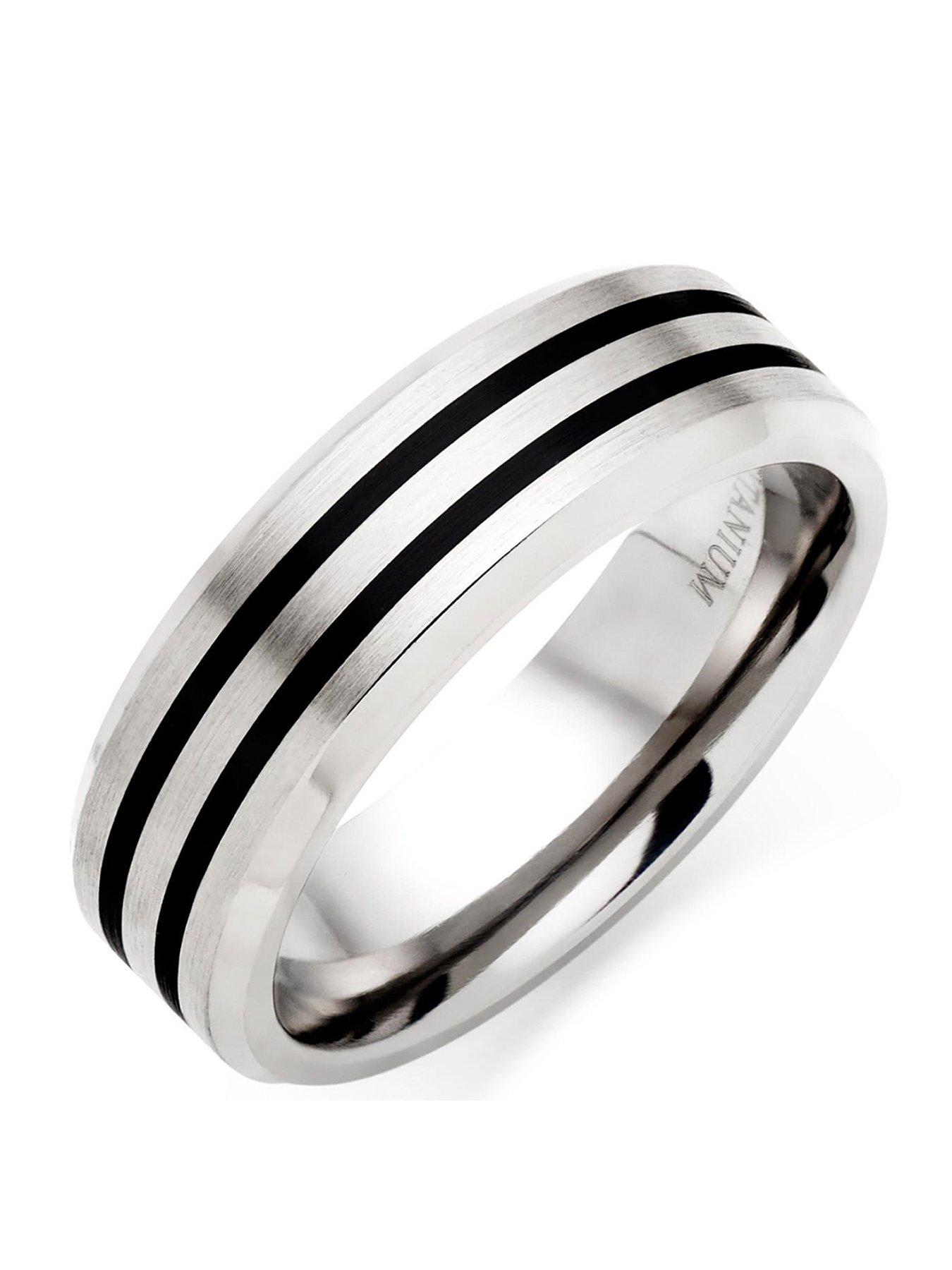 Beaverbrooks Men's Titanium and Black Rhodium Ring