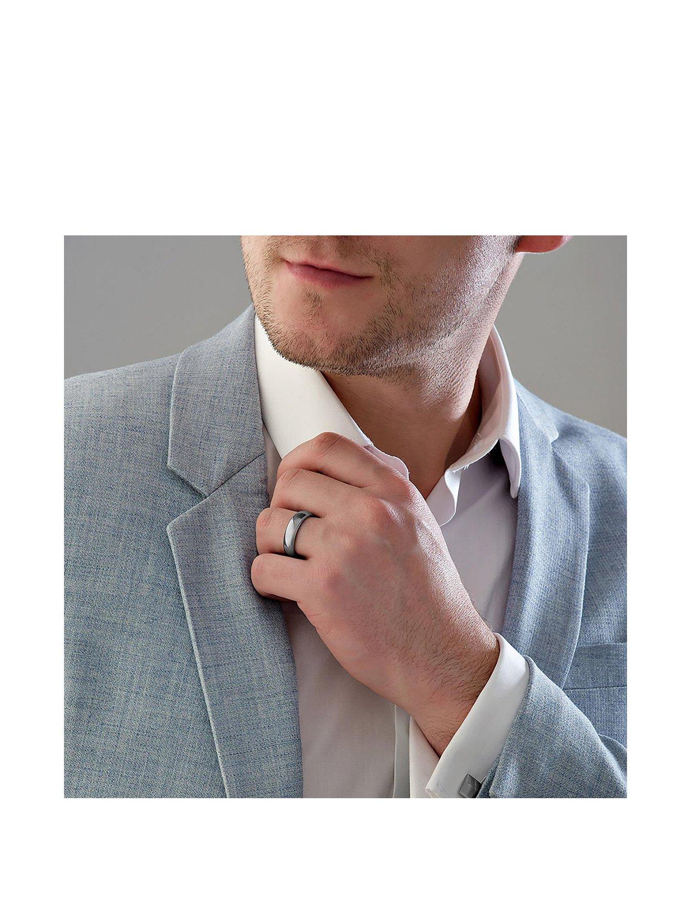  image of beaverbrooks-mens-polished-titanium-ring