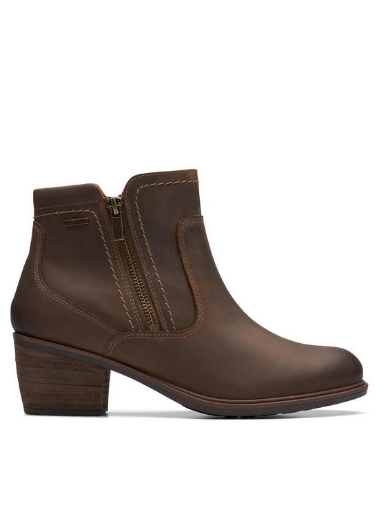 front image of clarks-neva-zip-wp-boots-taupe-leather