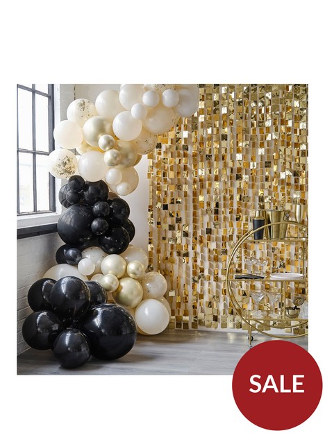 ginger-ray-balloon-arch-black-cream-nude-and-champagne-chrome