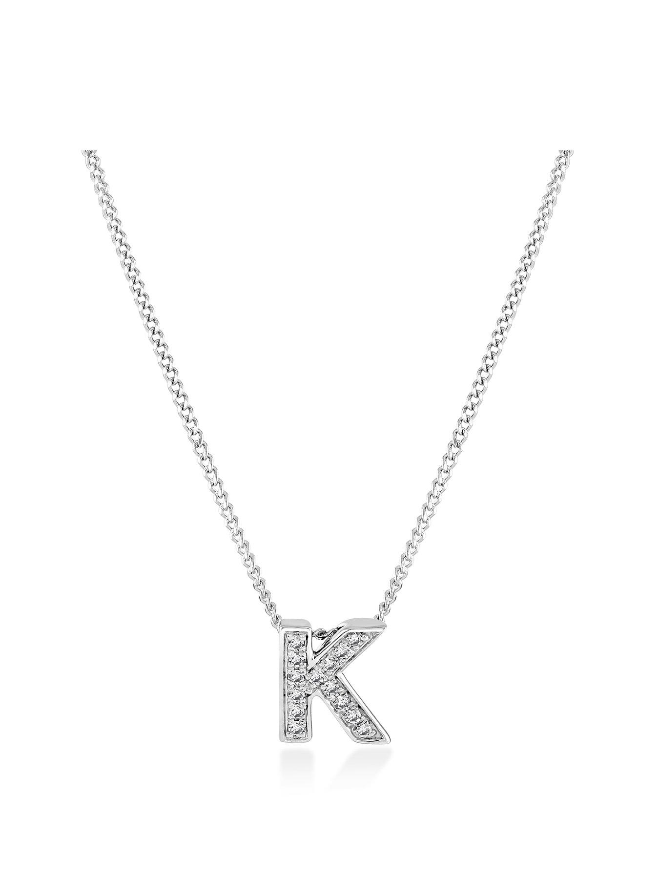 Beaverbrooks 9CT White Gold Diamond Initial Pendent littlewoods