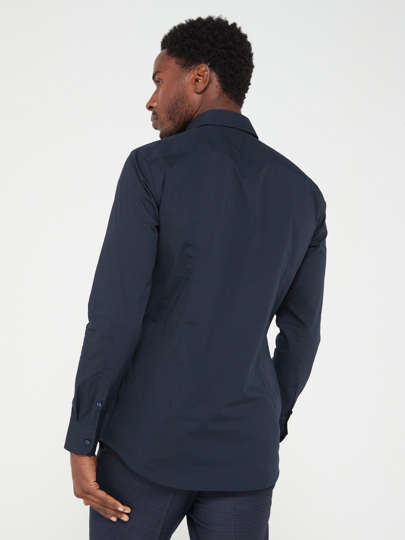  image of boss-hank-kent-slim-fit-shirt-dark-blue