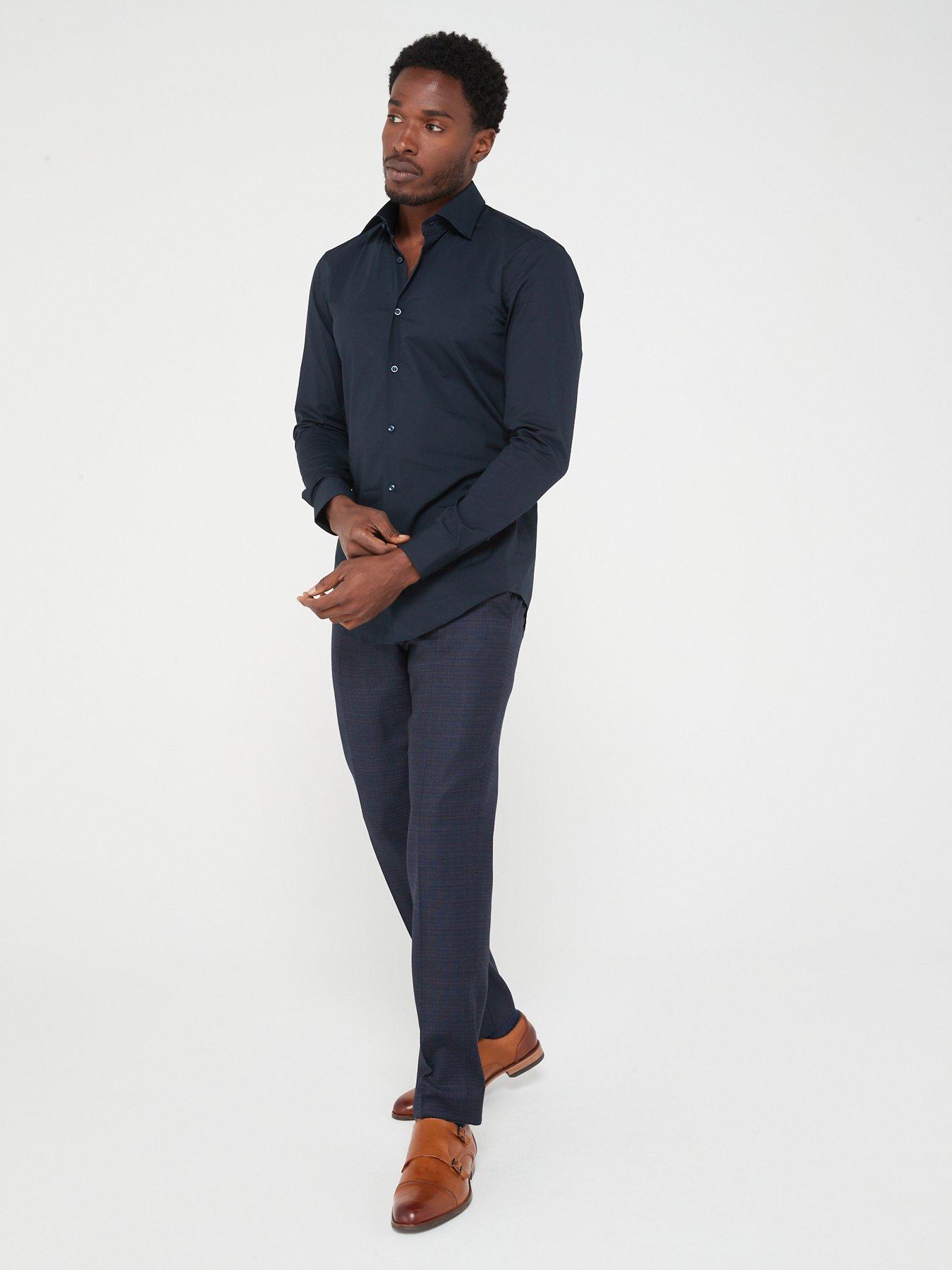  image of boss-hank-kent-slim-fit-shirt-dark-blue