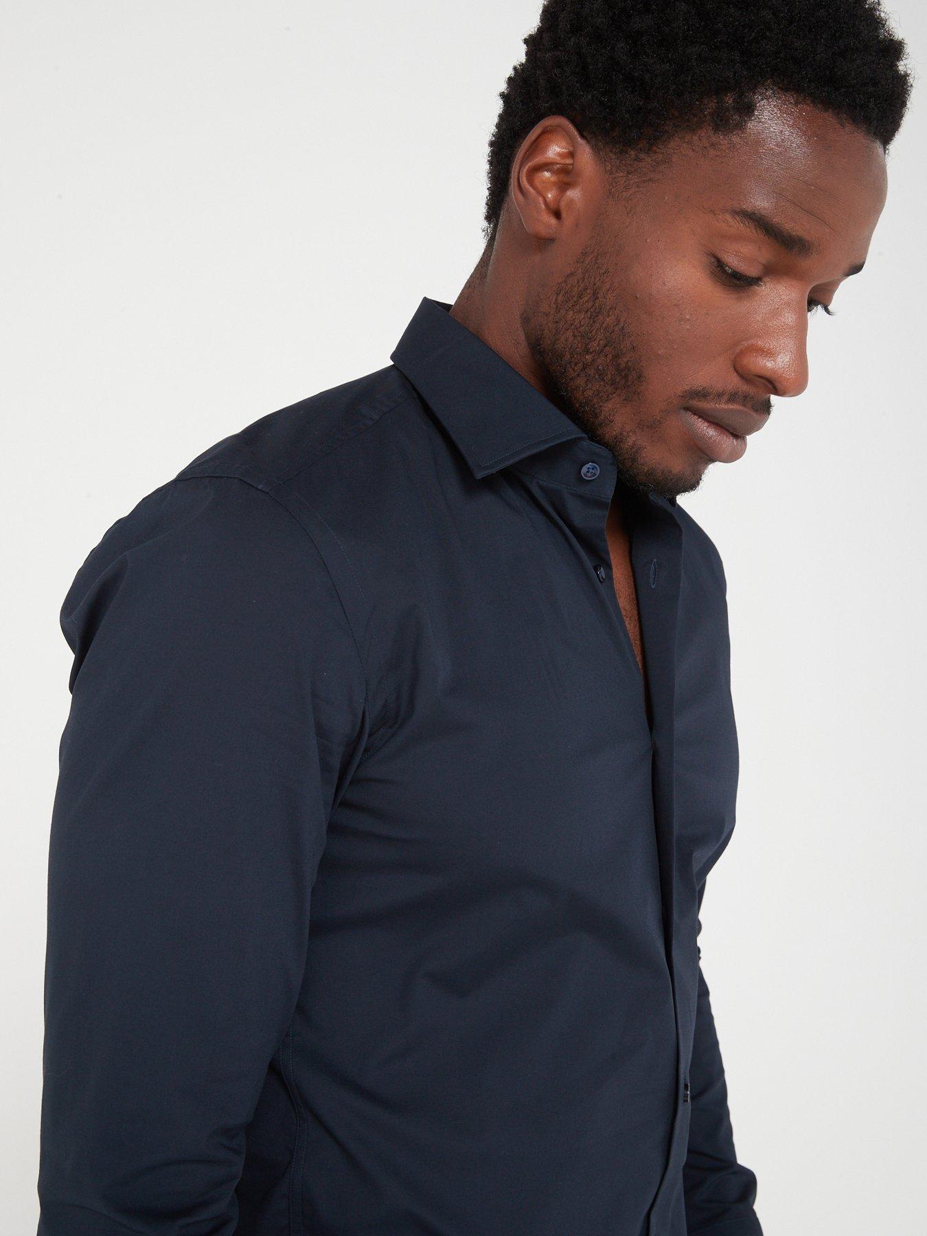  image of boss-hank-kent-slim-fit-shirt-dark-blue