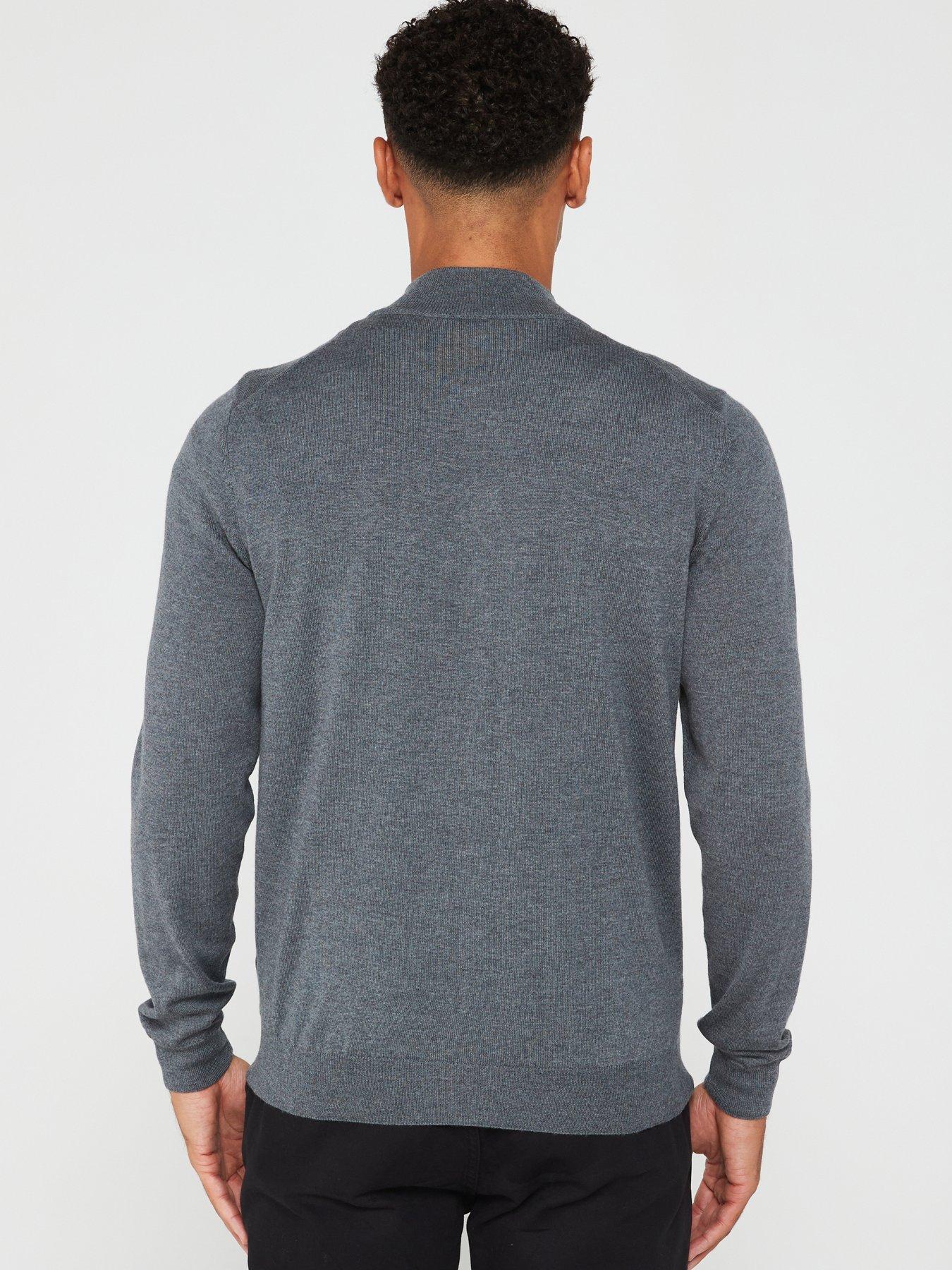  image of boss-balonso-l-zip-thru-cardigan-grey