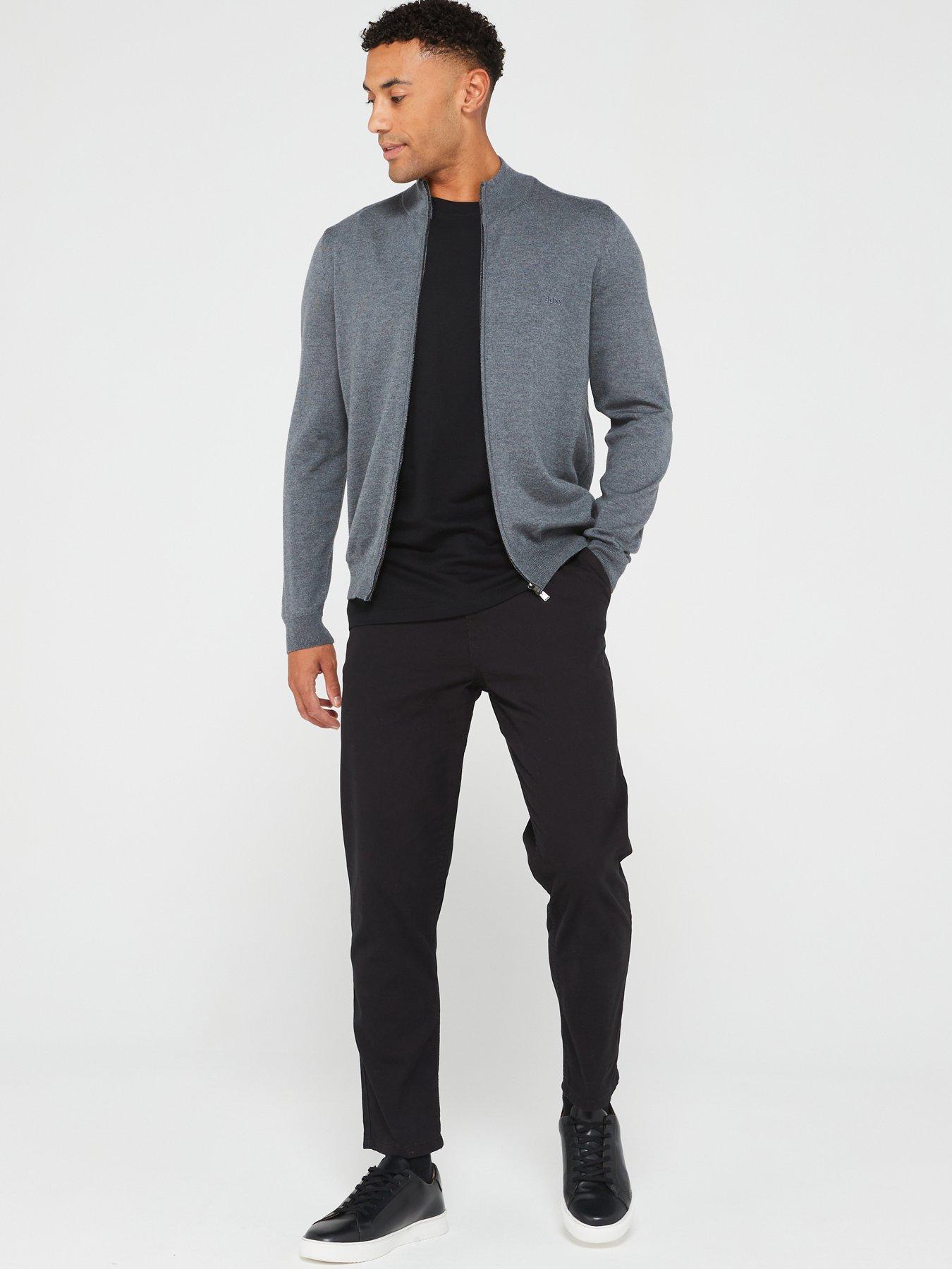  image of boss-balonso-l-zip-thru-cardigan-grey