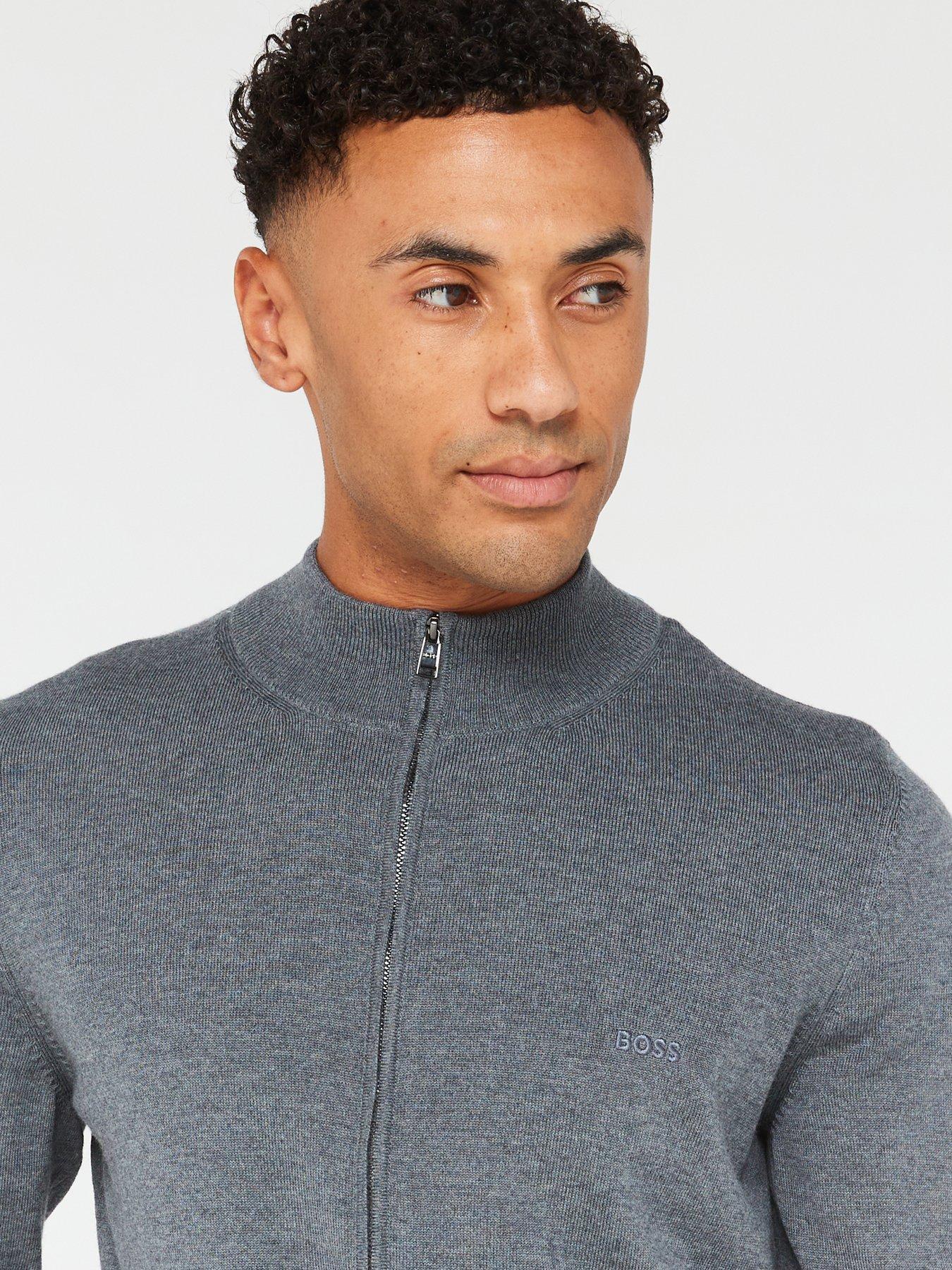  image of boss-balonso-l-zip-thru-cardigan-grey