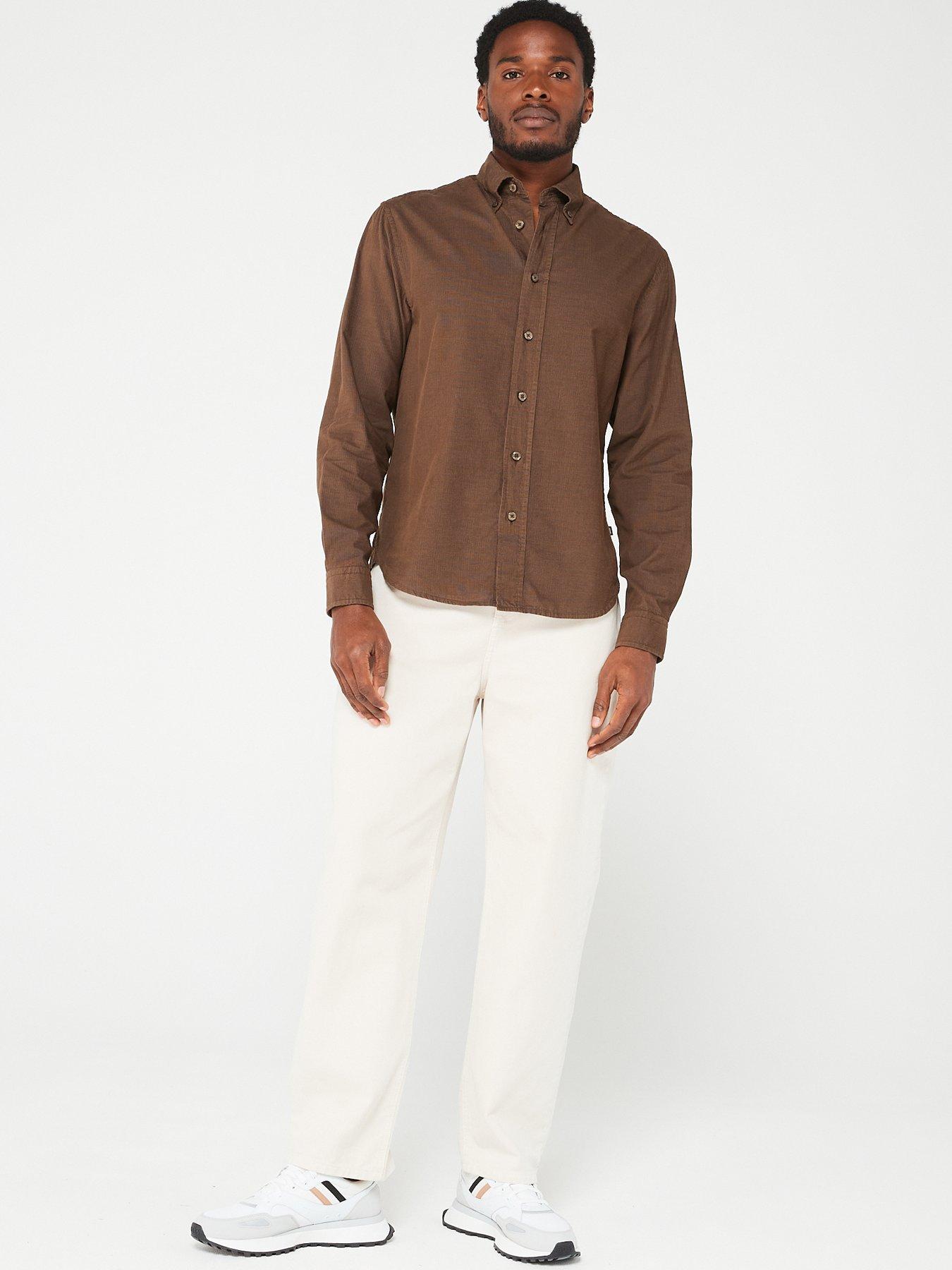  image of boss-own-long-sleeve-relaxed-shirt-khaki
