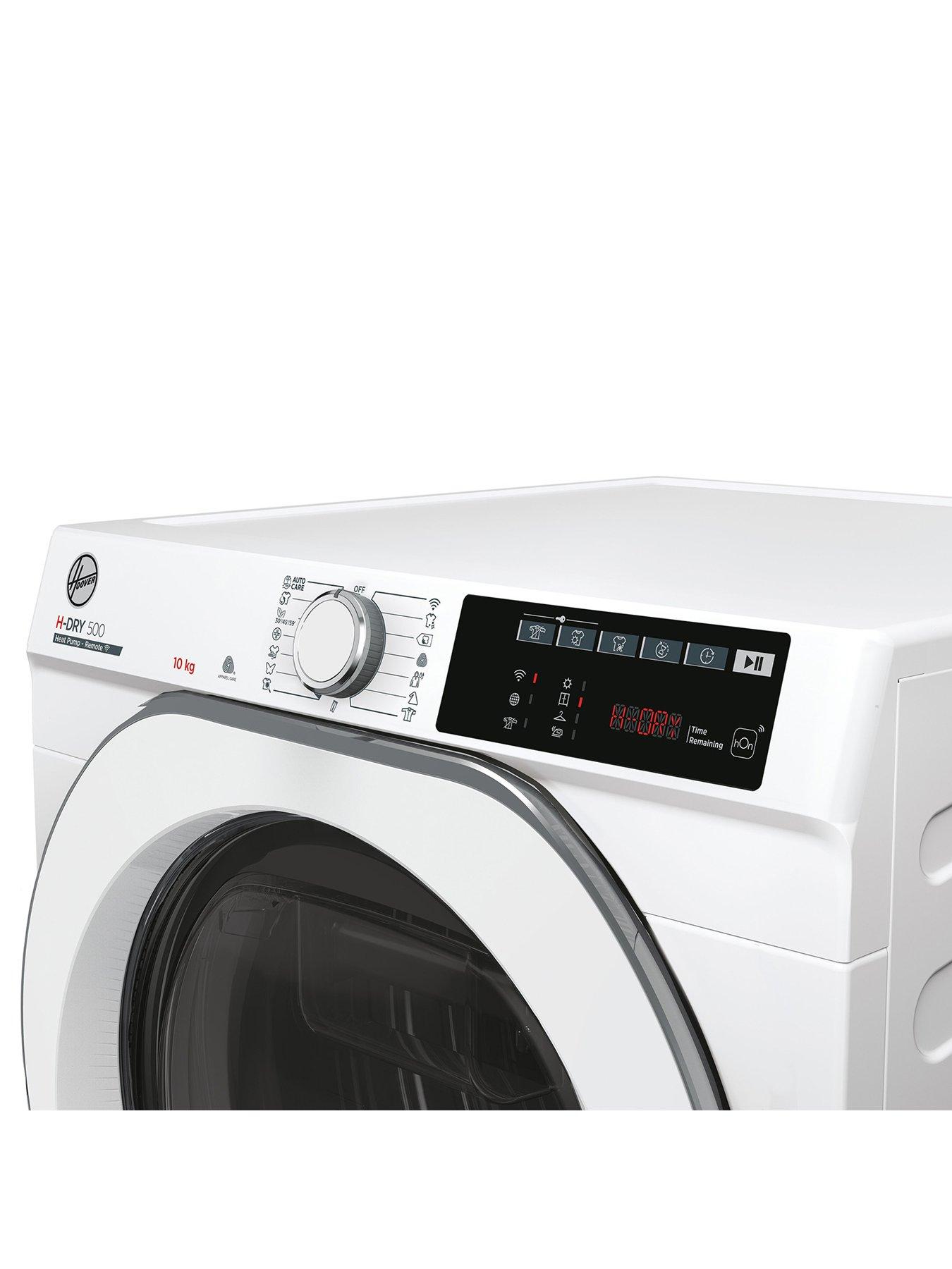 stillFront image of hoover-h-dry-500-ndeh10a2tce80-10kg-freestanding-heatpump-tumble-dryer-white-with-chrome-door