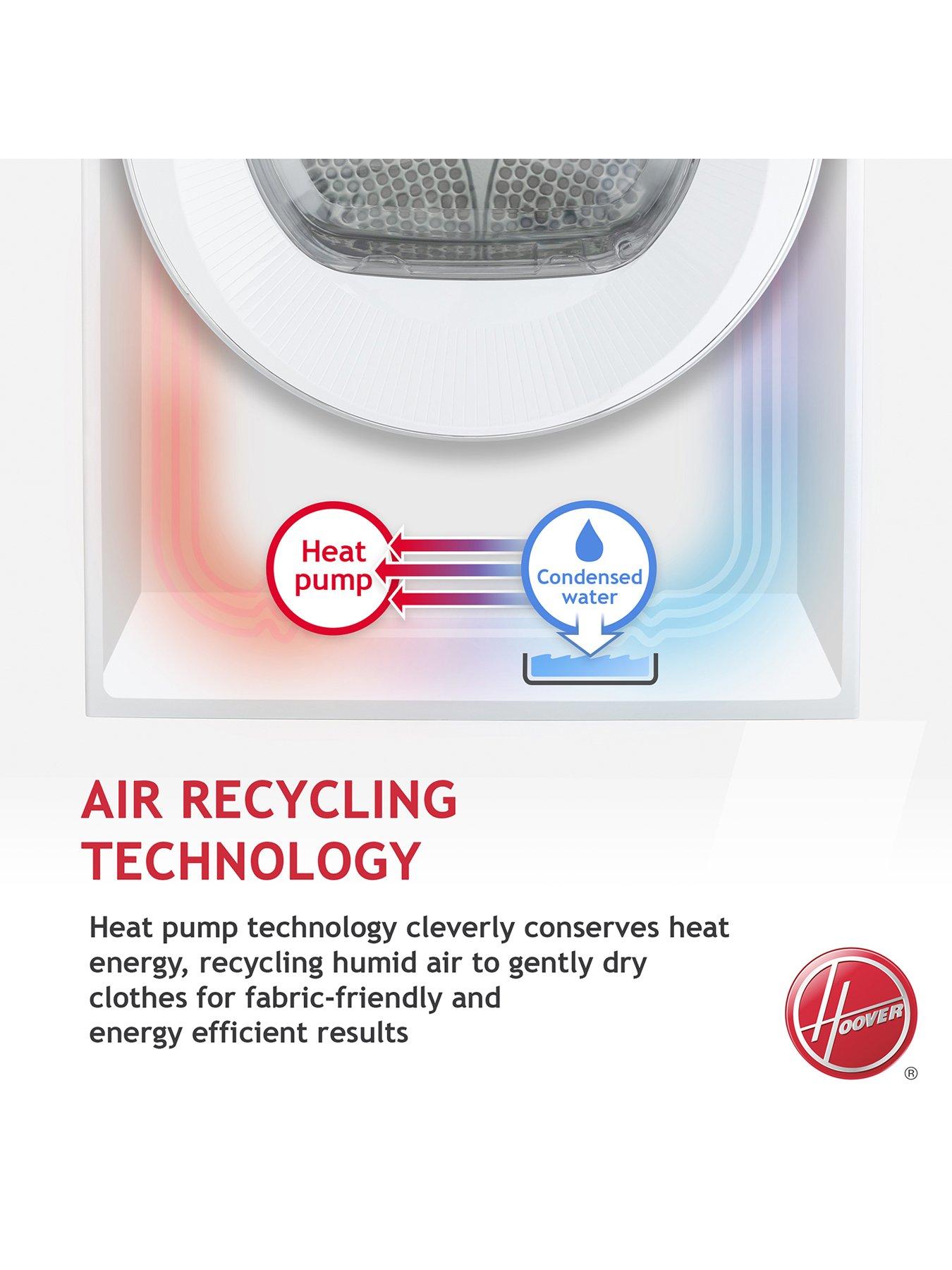 image of hoover-h-dry-500-ndeh10a2tce80-10kg-freestanding-heatpump-tumble-dryer-white-with-chrome-door