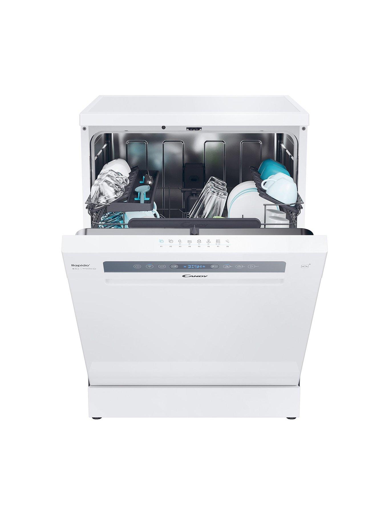  image of candy-cf-5c7f0w-80-15-place-fullsize-60cm-widenbspfreestanding-dishwasher-withnbspwifi--nbspwhite