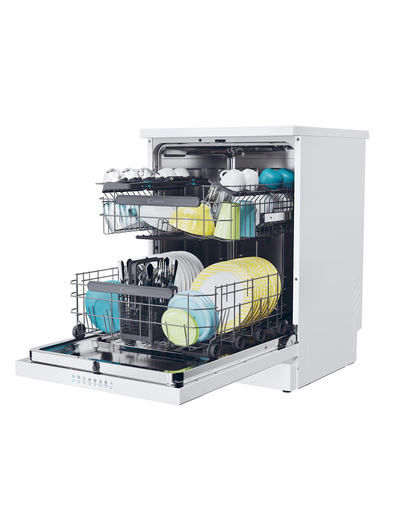  image of candy-cf-5c7f0w-80-15-place-fullsize-60cm-widenbspfreestanding-dishwasher-withnbspwifi--nbspwhite