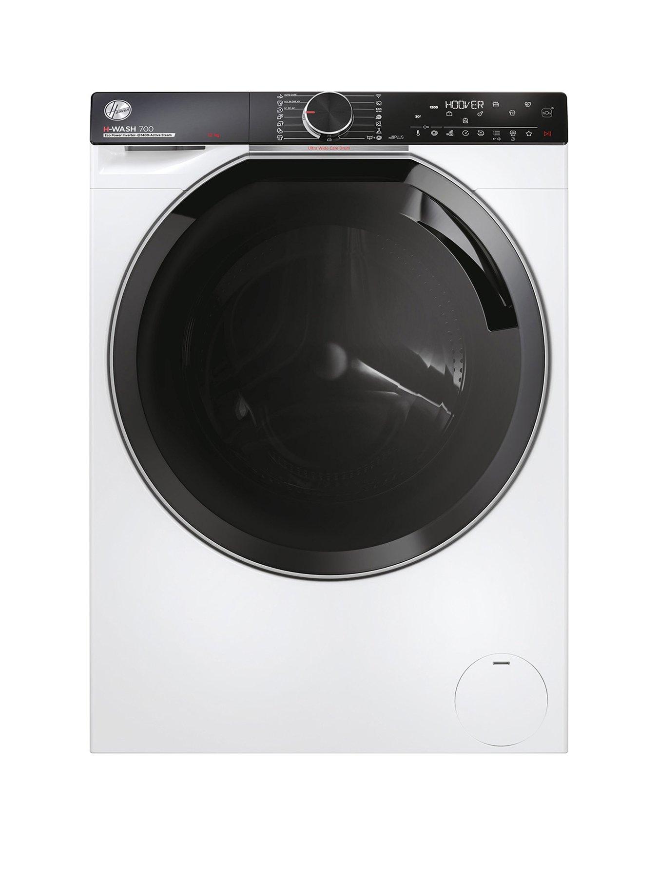 undefined H-WASH 700 H7W 412MBC-80 12kg Load, 1400 Spin Washing Machine, A-rated - White with Chrome Door