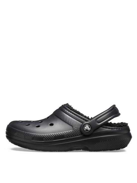 front image of crocs-mens-classic-lined-clog-black